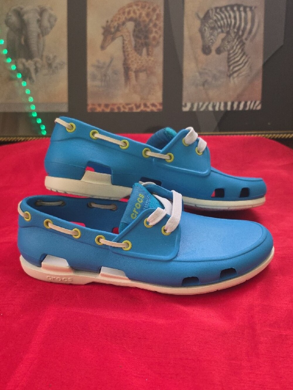 CROCS Kids Blue and White Slip-On Boat Sneakers - Picture 4 of 4